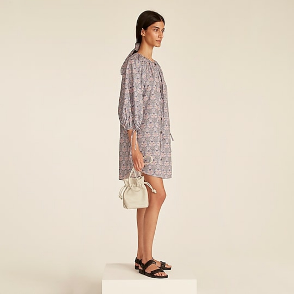 Tie-sleeve button-front organic cotton dress in Liberty® L BG129 NWT SOLD OUT - Picture 6 of 12
